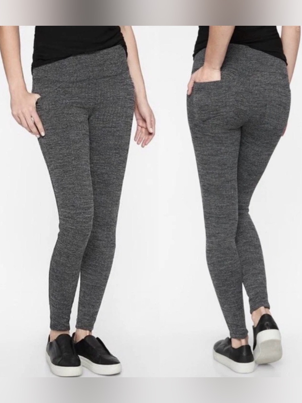 Athleta Metro High Waisted Leggings Womens M Herringbone Gray Athleisure Workout
